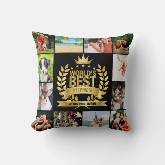World's Best Stepmother Stepmom Photo Collage Cushion (Front)