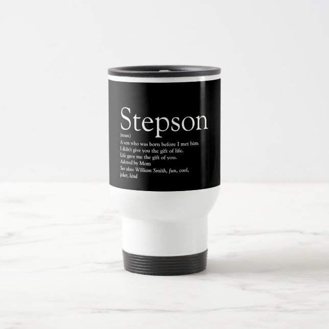 World's Best Stepson Modern Fun Definition  Travel Mug (Center)