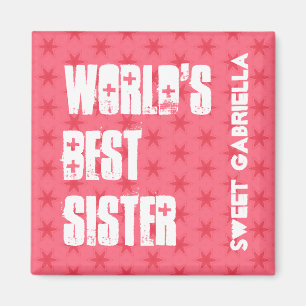 World's Best SUSTER Custom Name Pink Stars Magnet