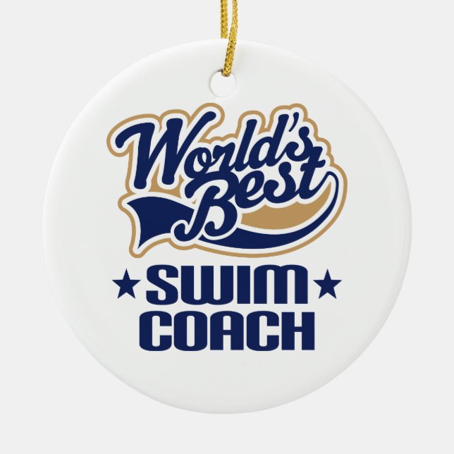 Worlds Best Swim Coach Ornament Keepsake Gift (Front)