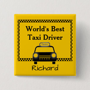 Worlds Best Taxi Driver Personalised 15 Cm Square Badge