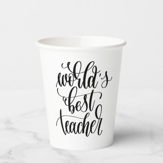 World's Best Teacher 2 Paper Cups (Left)