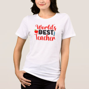 Worlds Best Teacher Apple School Gift Tri-Blend Shirt