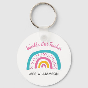 World's Best Teacher Bright Rainbow Key Ring