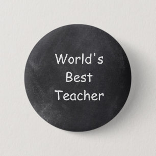 World's Best Teacher Chalkboard Design Gift 6 Cm Round Badge