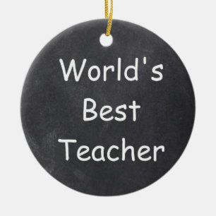 World's Best Teacher Chalkboard Design Gift Idea Ceramic Tree Decoration