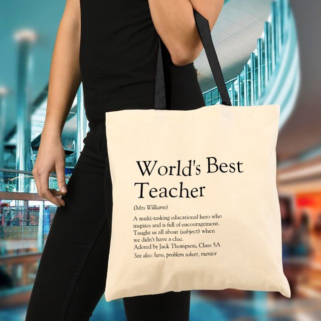 World's Best Teacher Definition Personalised Tote Bag (World's Best Teacher Definition Personalized Tote Bag)