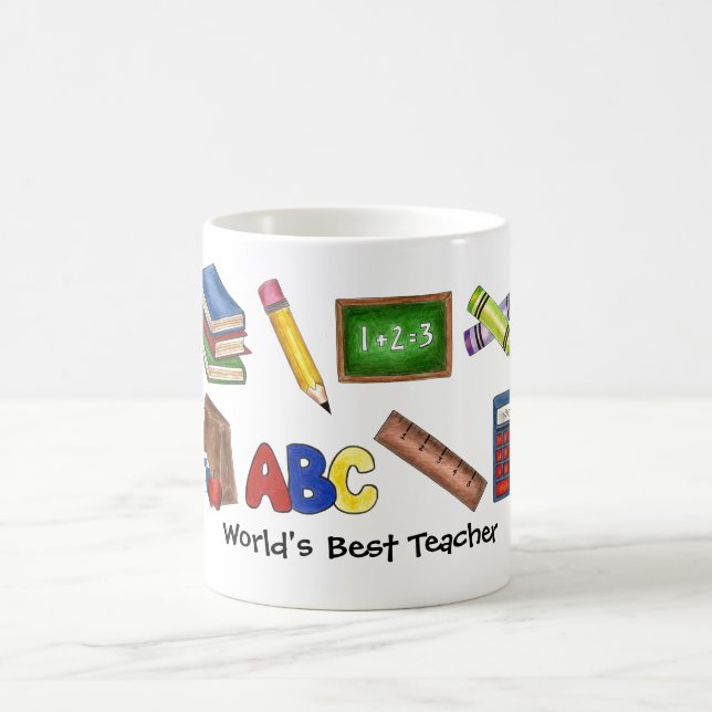 World's Best Teacher Gift School Books Calculator Coffee Mug (Center)
