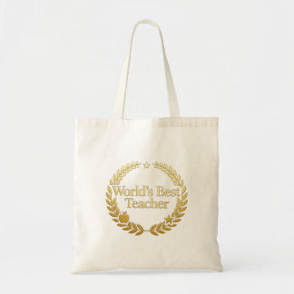 World's Best Teacher Gold Laurel Wreath Wall Clock Tote Bag