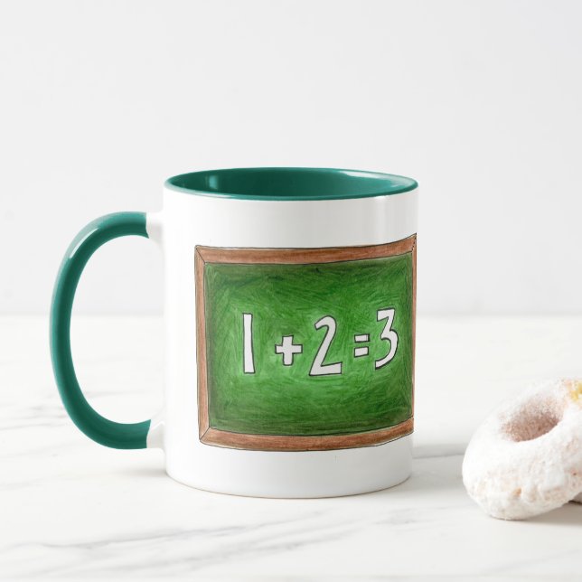 World's Best Teacher Green Slate Math Class School Mug (With Donut)