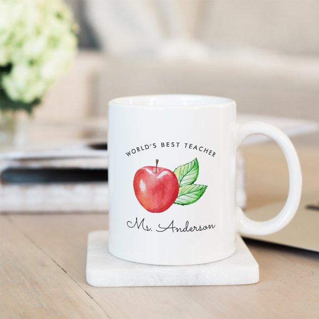 World's Best Teacher | Personalised Apple Coffee Mug (Creator Uploaded)