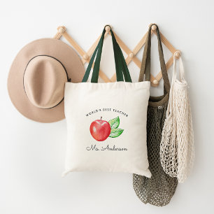 World's Best Teacher   Personalised Apple Tote Bag