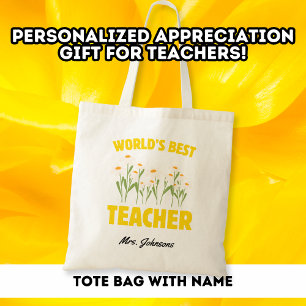 World's Best Teacher Thank You Custom Tote Bag