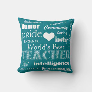 World's Best Teacher-White Heart+Customisable Cushion