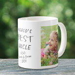 World's Best Uncle Personalised Photos Coffee Mug<br><div class="desc">Celebrate a beloved uncle with this custom photo and signature names design. "World's Best Uncle" is in the middle of the mug. You can personalise with two photos of nieces and nephews and add his nieces' and nephews' names and year (if you need more room for names, eliminate the year...</div>
