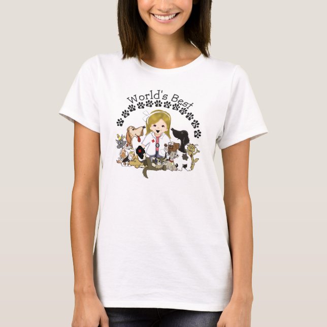 World's Best Veterinarian - Female Blonde Hair T-Shirt (Front)