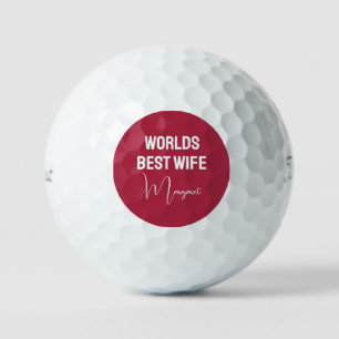 Worlds best wife elegant script golf balls
