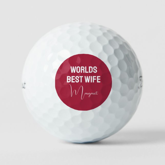 Worlds best wife elegant script golf balls (Front)