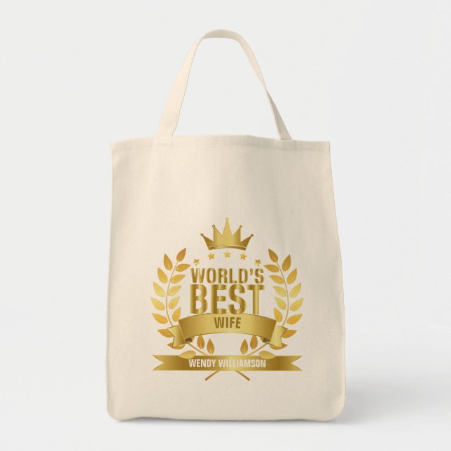 World's Best Wife Gold Tote Bag (Front)