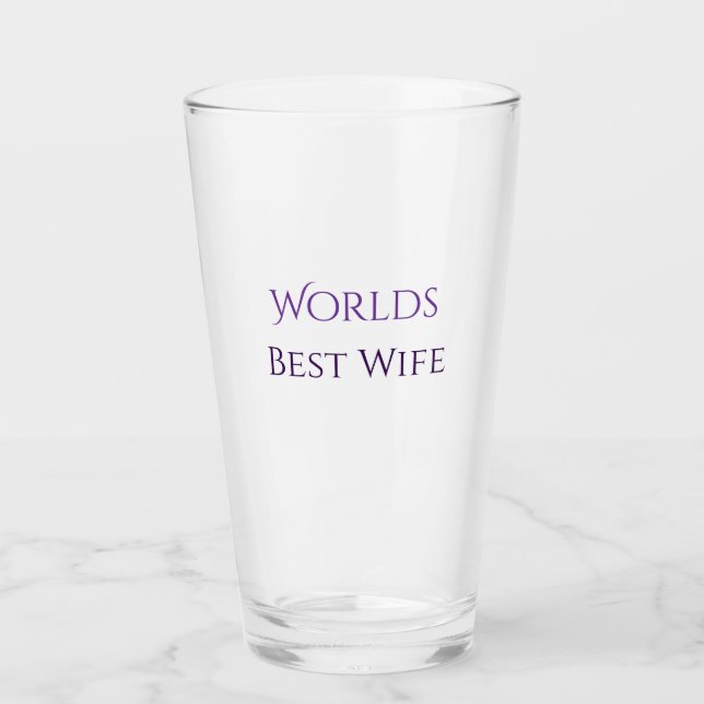 Worlds best wife Personalised Glass Cup (Front)