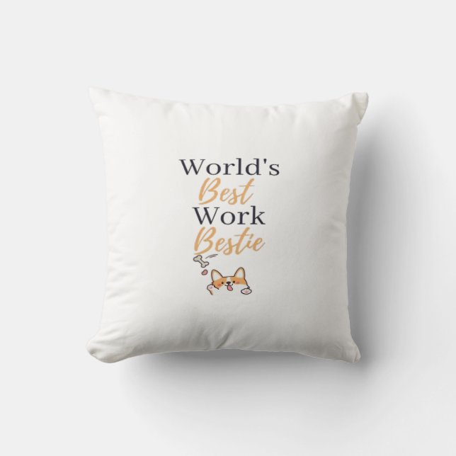 World's Best Work Bestie Sticker Classic Cushion (Front)