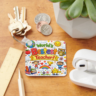 World's Bestest Teacher Cute Teacher Appreciation Key Ring