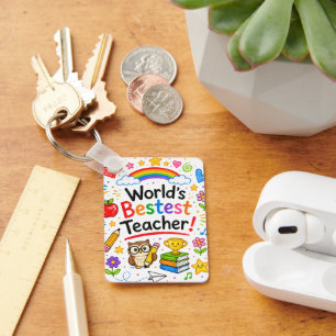 World's Bestest Teacher Cute Teacher Appreciation Key Ring
