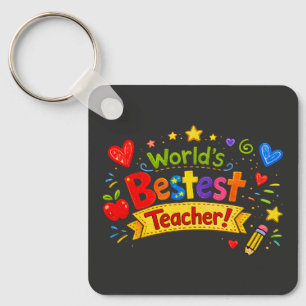 World's Bestest Teacher Cute Teacher Appreciation Key Ring