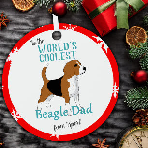 World's Coolest Beagle Dad Dog Drawing Round Metal Tree Decoration
