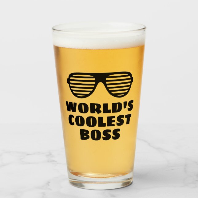 World's Coolest Boss funny beer glass gift (Front Filled)