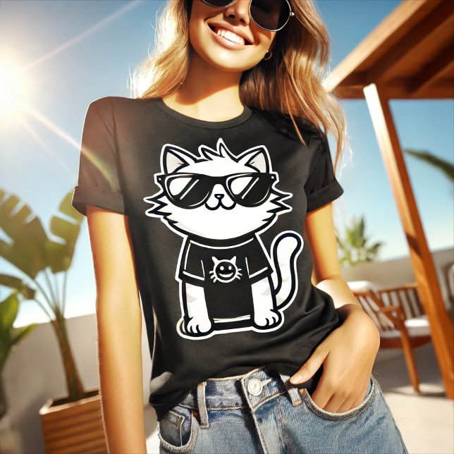 Worlds Coolest Cat with Sunglasses Black T-Shirt (Creator Uploaded)