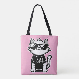 Worlds Coolest Cat with Sunglasses Pink Tote Bag