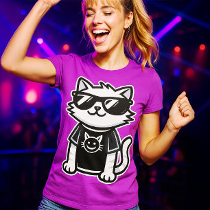 Worlds Coolest Cat with Sunglasses Purple T-Shirt