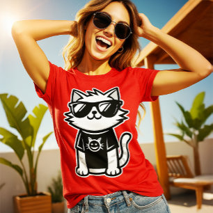 Worlds Coolest Cat with Sunglasses Red T-Shirt