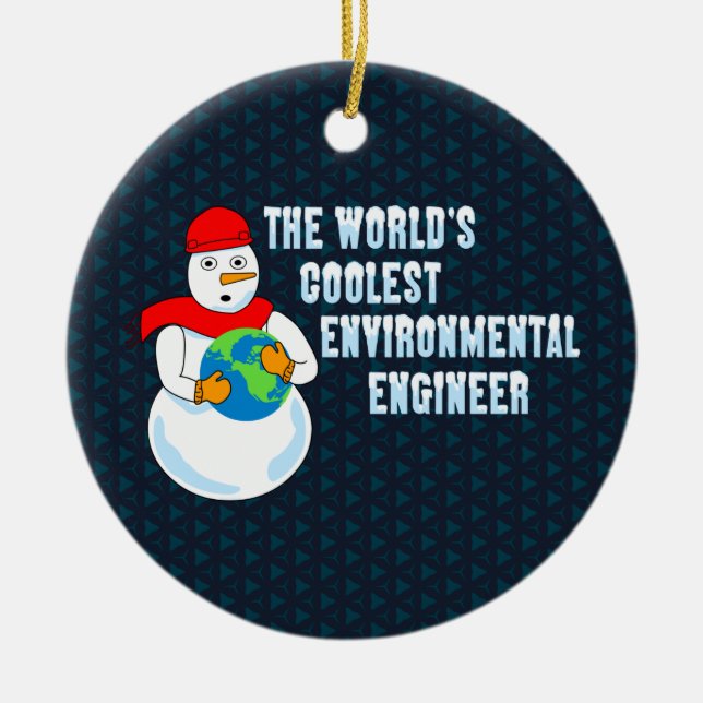 World's Coolest Environmental Engineer Ceramic Tree Decoration (Front)