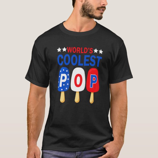 World's Coolest Pop Grandpa Usa Flag Ice Cream Fat T-Shirt (Front)