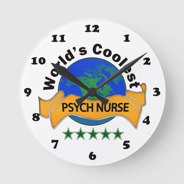 World's Coolest Psych Nurse Round Clock (Front)