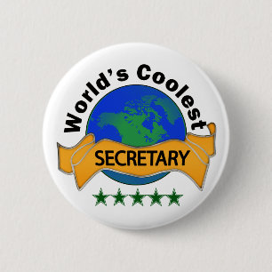 World's Coolest Secretary 6 Cm Round Badge