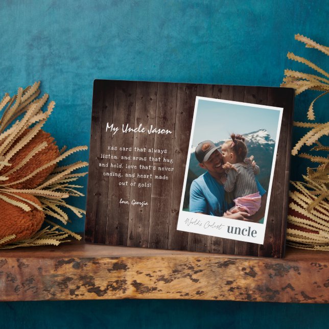 World's Coolest Uncle | Modern Photo Plaque (Side)