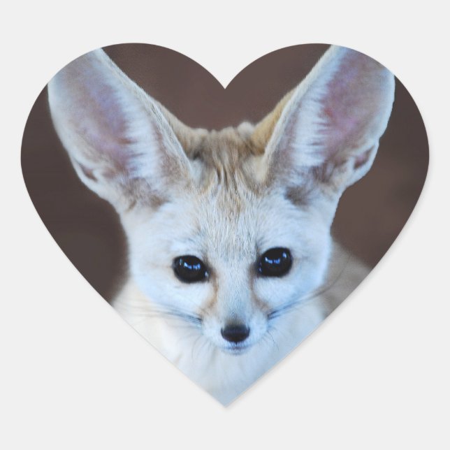 Worlds Cutest Fennec Fox Heart Sticker (Front)