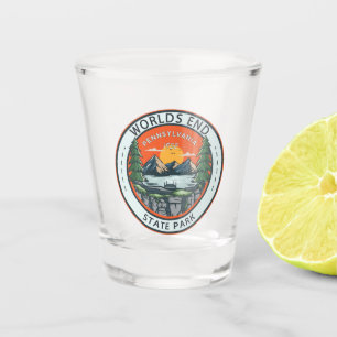 Worlds End State Park Pennsylvania Badge Shot Glass