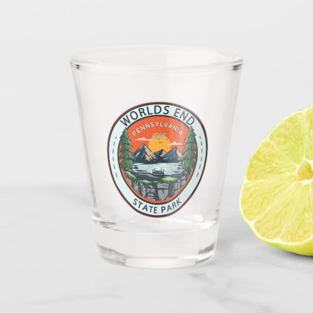 Worlds End State Park Pennsylvania Badge Shot Glass (Front)