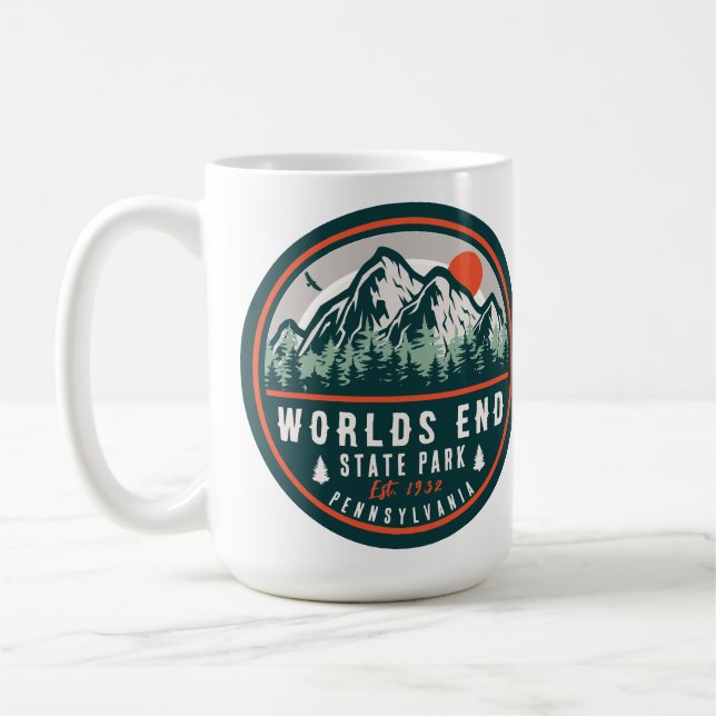 Worlds End State Park Pennsylvania Retro Sunset Coffee Mug (Left)
