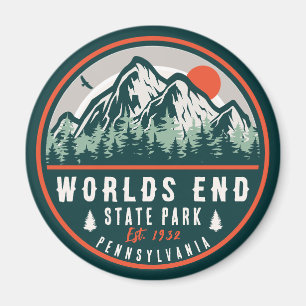 Worlds End State Park Pennsylvania Retro Sunset Magnet