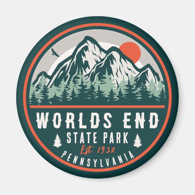 Worlds End State Park Pennsylvania Retro Sunset Magnet (Front)