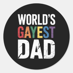 World's Gayest Dad LGBTQ Gay Pride Ally Rainbow Classic Round Sticker