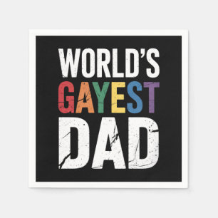 World's Gayest Dad LGBTQ Gay Pride Ally Rainbow Napkin