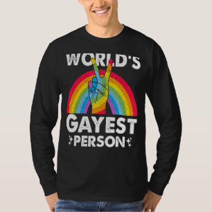 Worlds Gayest Person Proud Gay Pride Month Rainbow T-Shirt