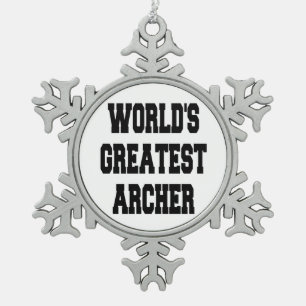 Worlds Greatest Archer Snowflake Pewter Christmas Ornament