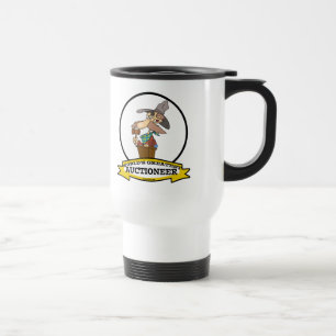 WORLDS GREATEST AUCTIONEER MEN II CARTOON TRAVEL MUG
